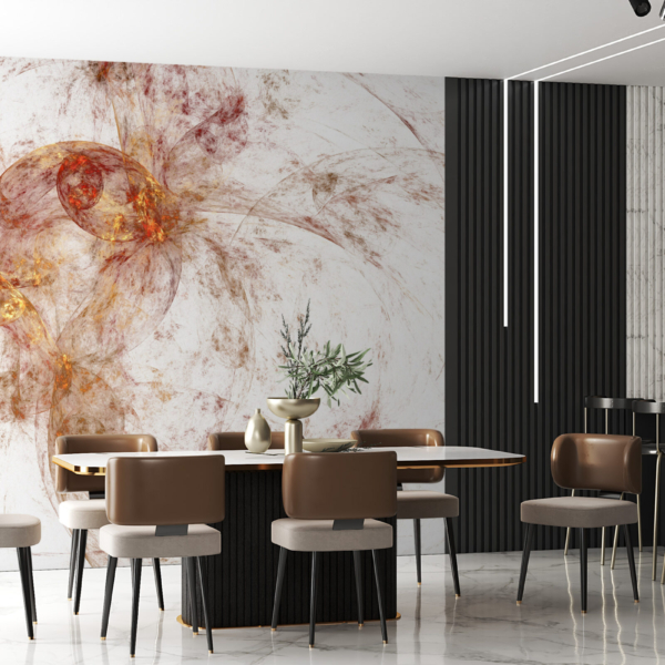 Fototapet Blommor i rosa och guld