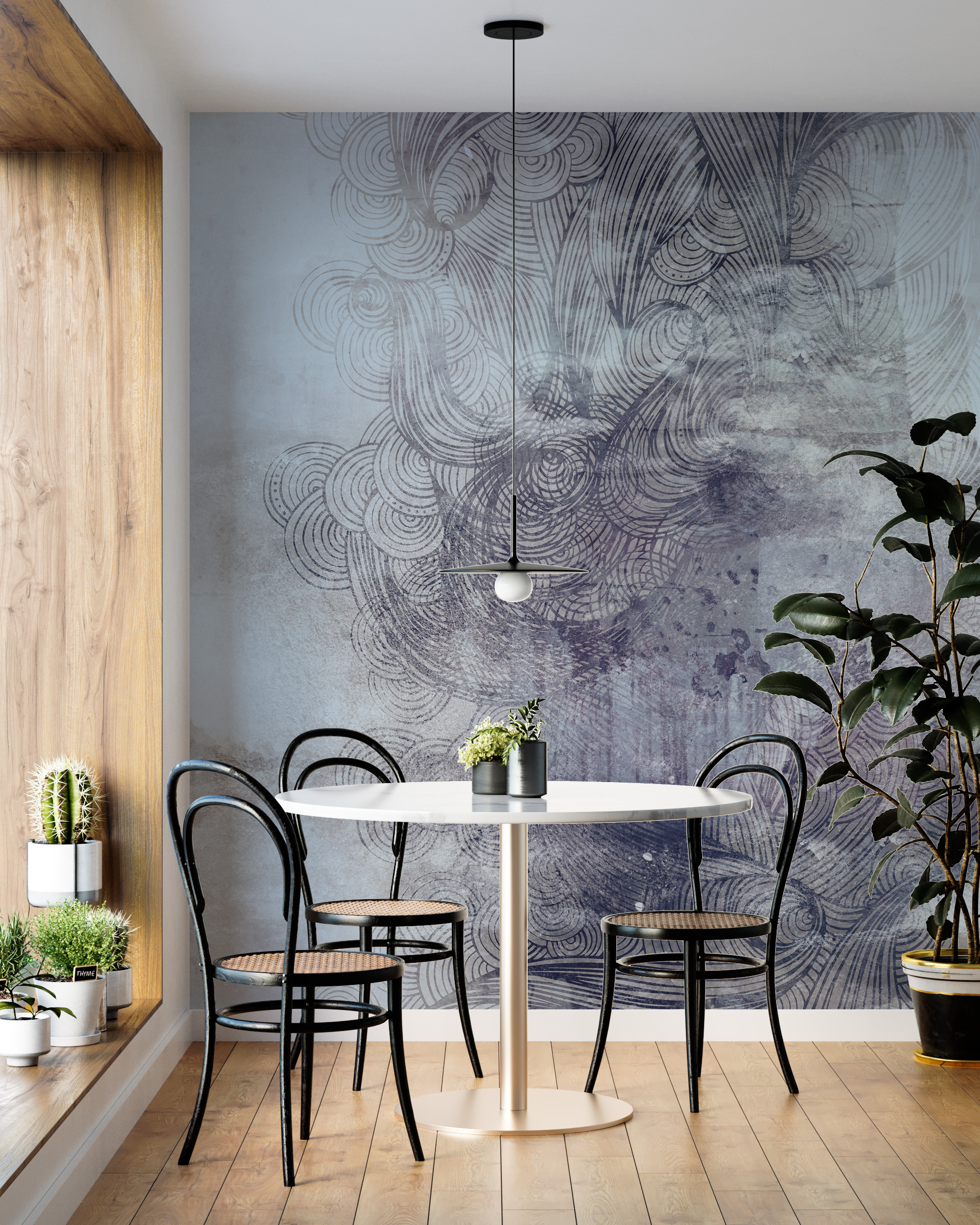 Väggmålning Mandala i grått