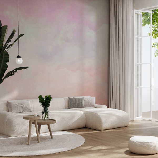 Fototapet Rosa dimmor av fred