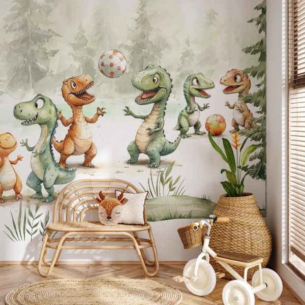 Fototapet Dinoworld – Match bland träden