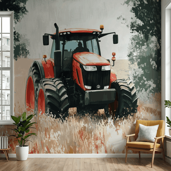 Fototapet Röda hjälten på fältet