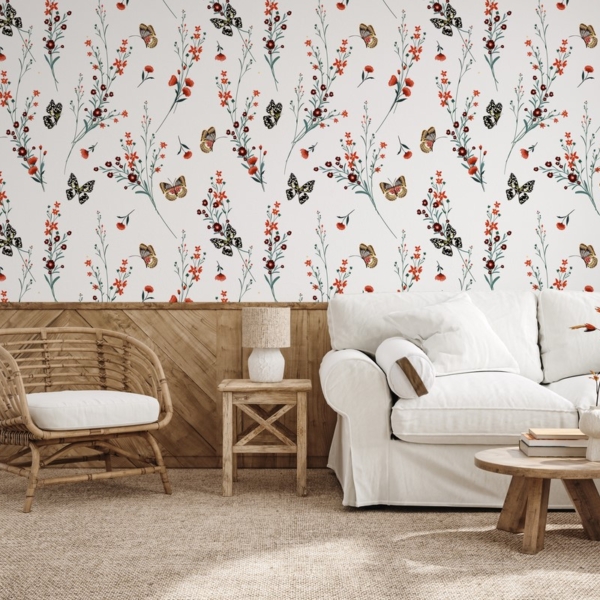 Fototapet Fjärilar och vallmovävar