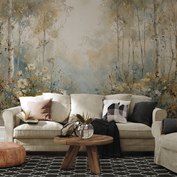 Fototapet Skogsharmoni i akvarell