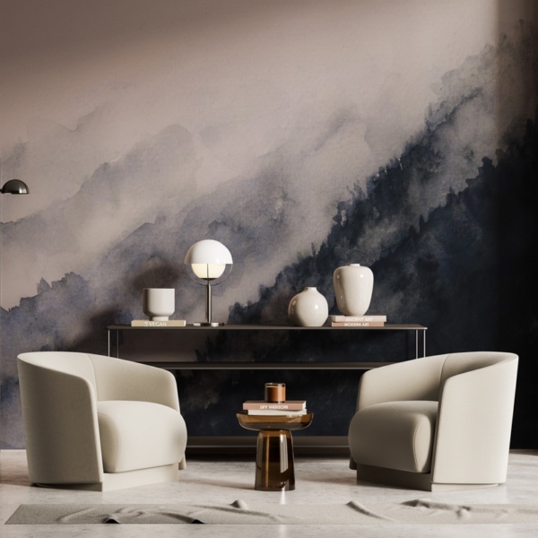 Fototapet Akvarell skog i dimman