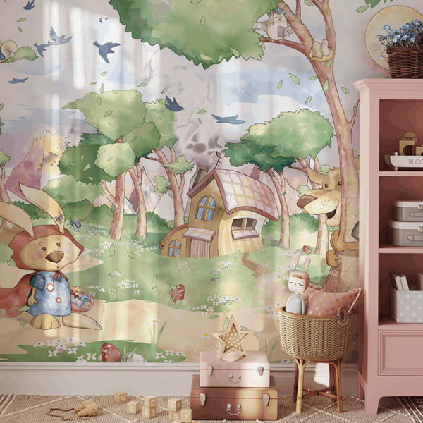 Fototapet Kaninen i rollen som Rödluvan