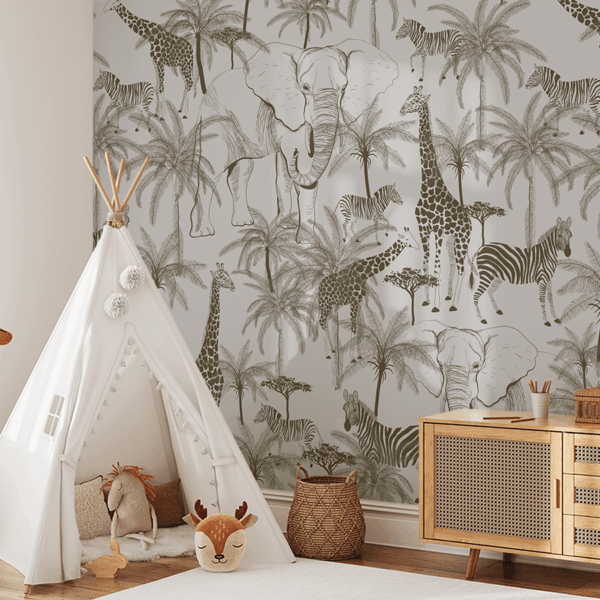 Fototapet Djur under palmerna