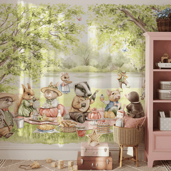 Fototapet Skogsfest vid sjön