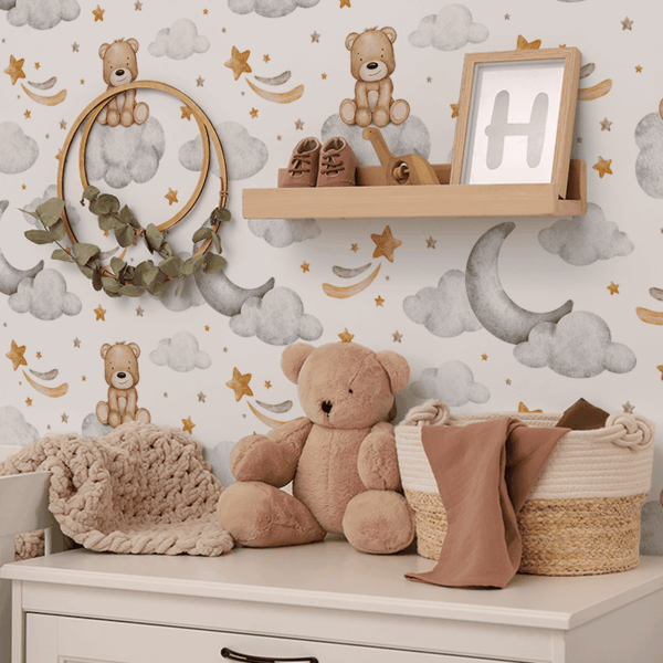 Fototapet Nallebjörn på ett moln