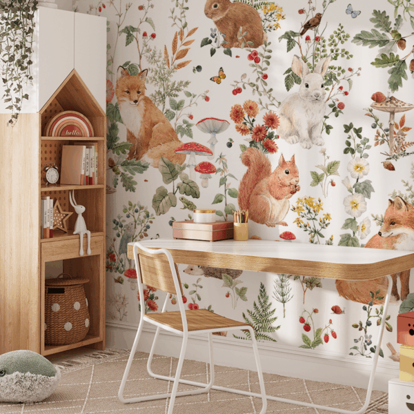 Fototapet Bland svampar och blommor