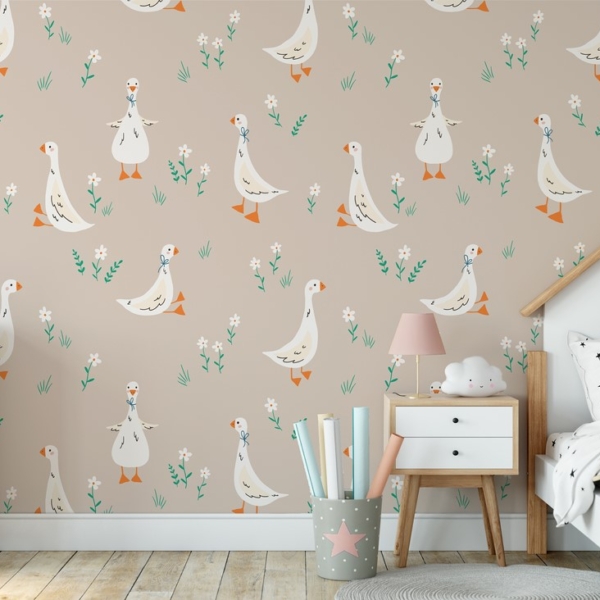 Fototapet Vandrande gäss