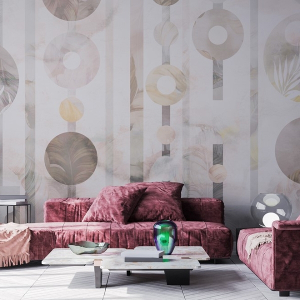 Fototapet Löv och geometri