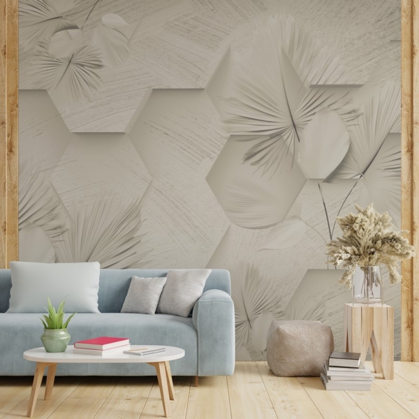Fototapet Hexagoner och löv