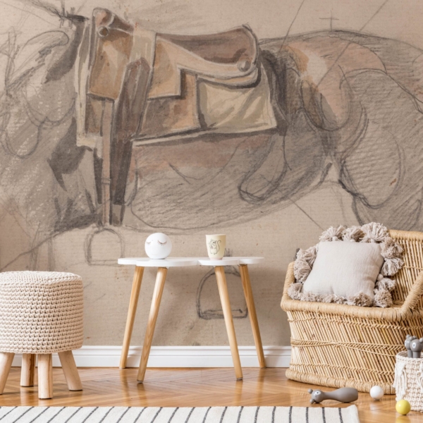 Fototapet Skissa med sadel