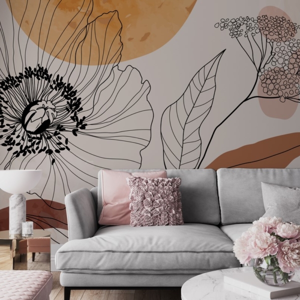 Fototapet Blomkonturer