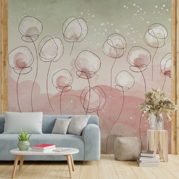 Fototapet Blommor i böljande linjer