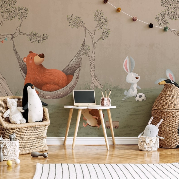 Fototapet Vännernas skogsäventyr