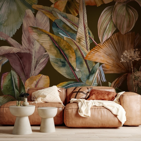 Fototapet Färgglada exotiska löv