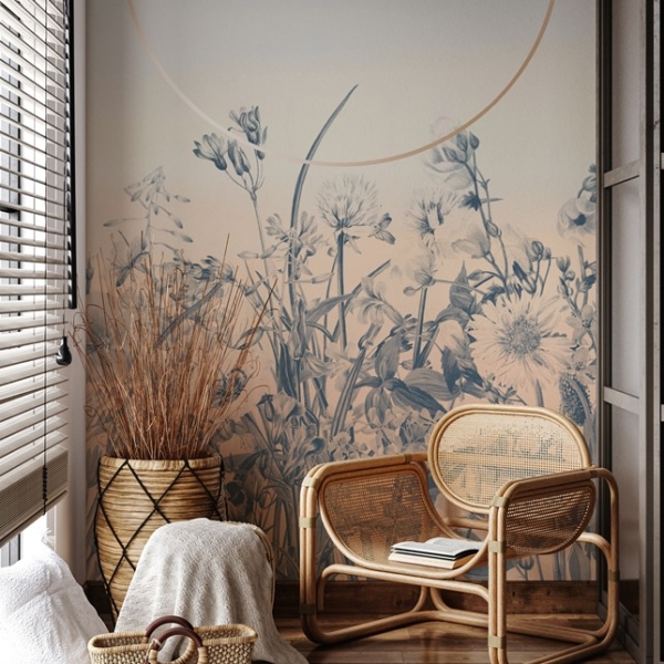 Fototapet Cirkel ovanför blommorna