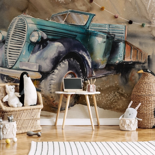 Fototapet Gammal bil på gården