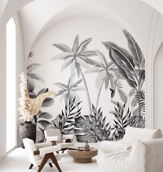 Fototapet Svarta och vita palmer
