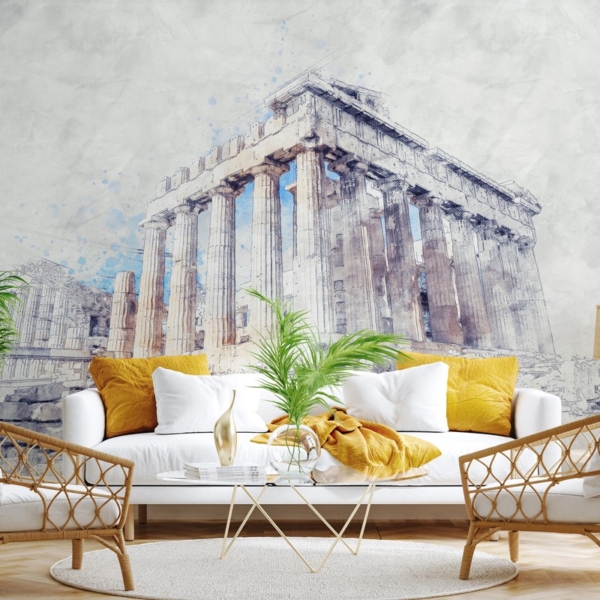 Fototapet Målad Akropolis