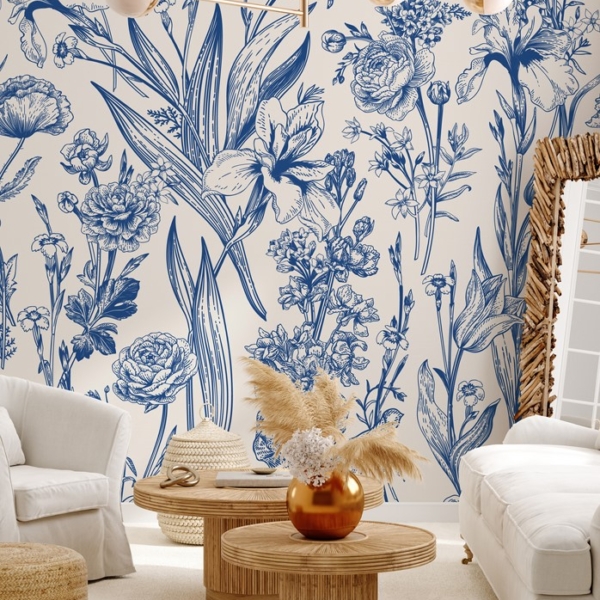 Fototapet Blå blommor