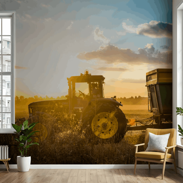 Fototapet Traktor i fältet
