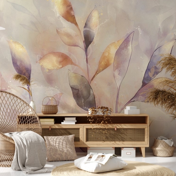 Fototapet Löv i glöden