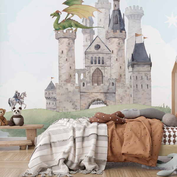 Fototapet Fototapet Sagoslott med drake