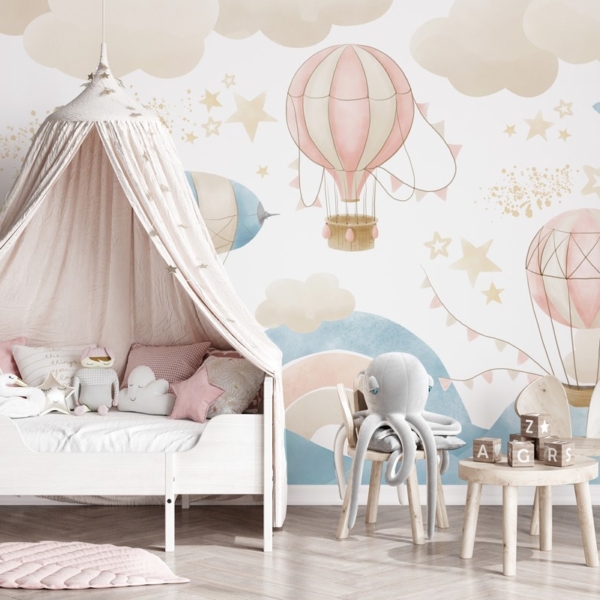 Fototapet Ballongflygning i molnen