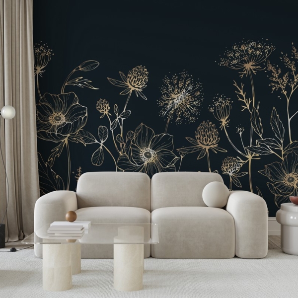 Fototapet Blommor på en mörk bakgrund