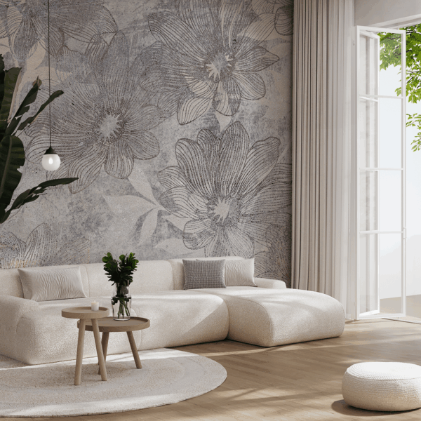 Fototapet Grå av blommor