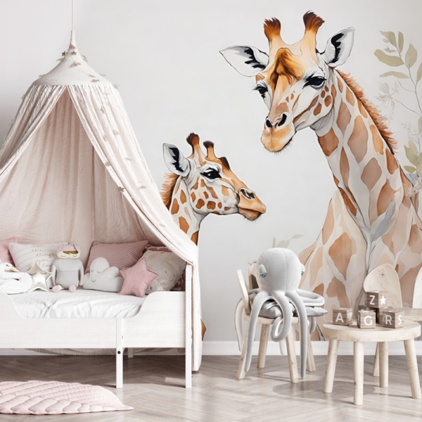 Fototapet Girafffamilj