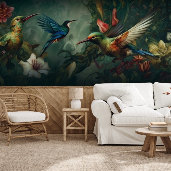Fototapet Kolibridans i djungeln