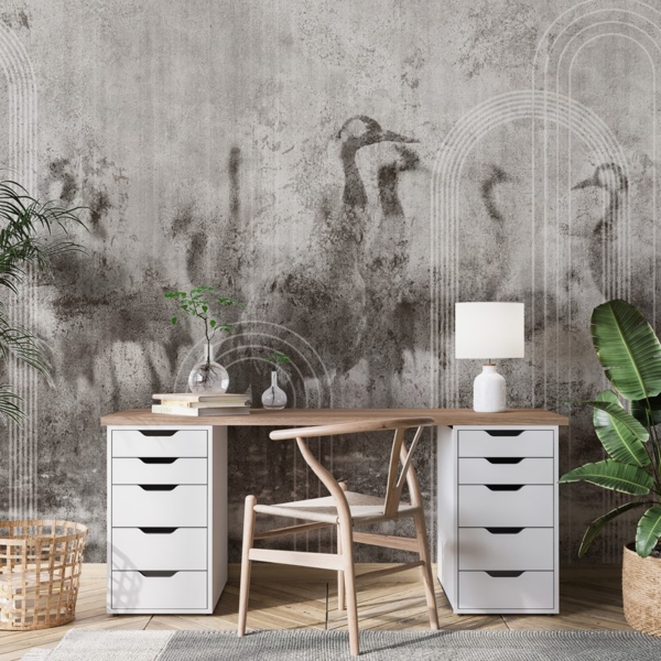 Fototapet Kranar på betong