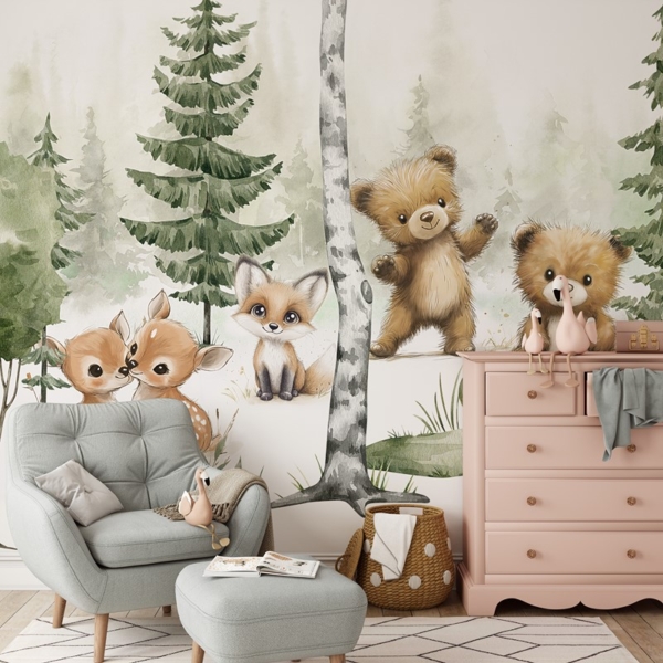 Fototapet Skogssaga om vänskap