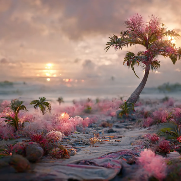 Fototapet Rosa ensamhet