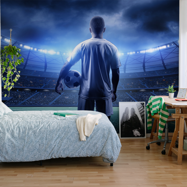 Fototapet Fotbollsspelare på stadion