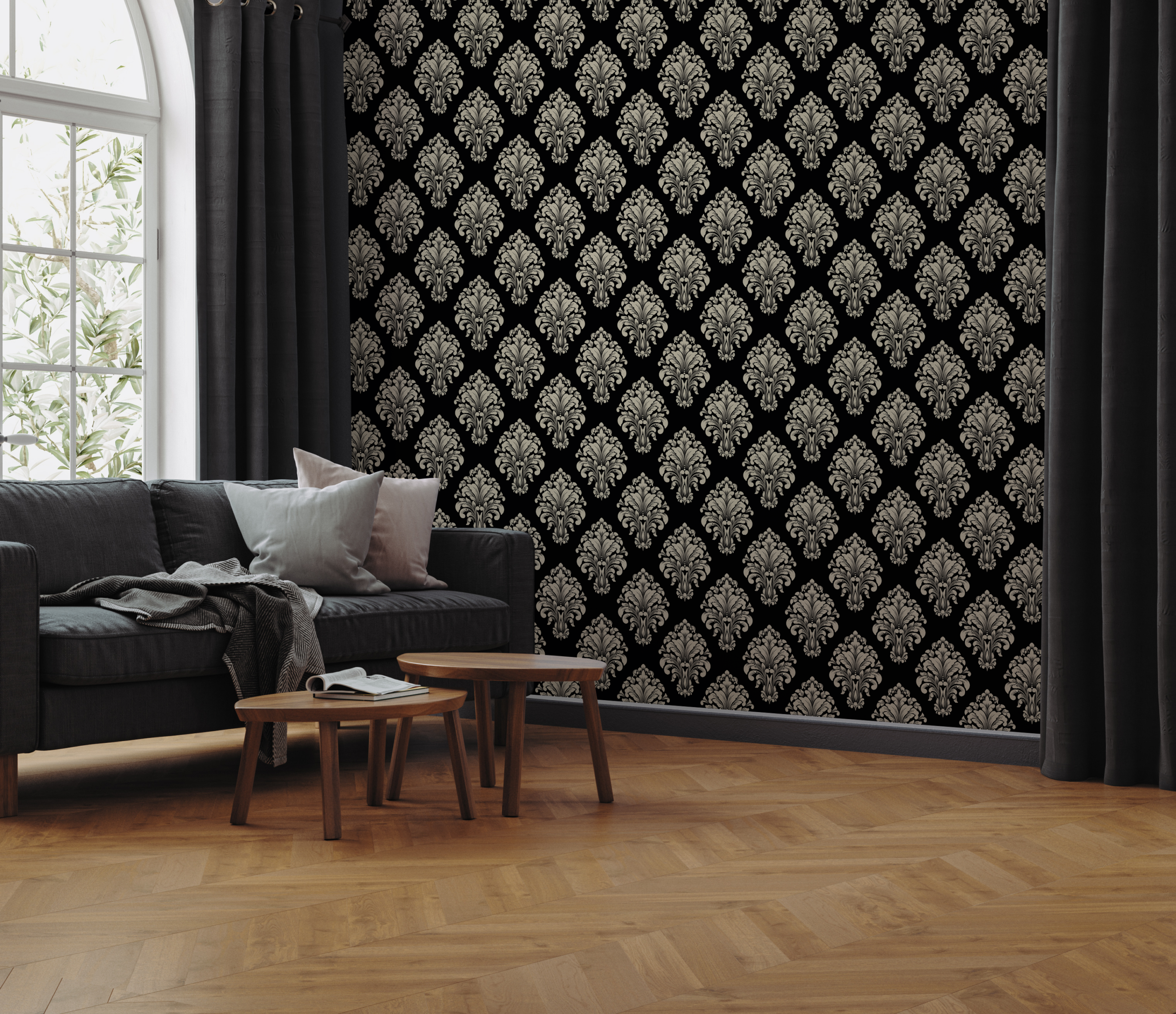 Fototapet Svart barock
