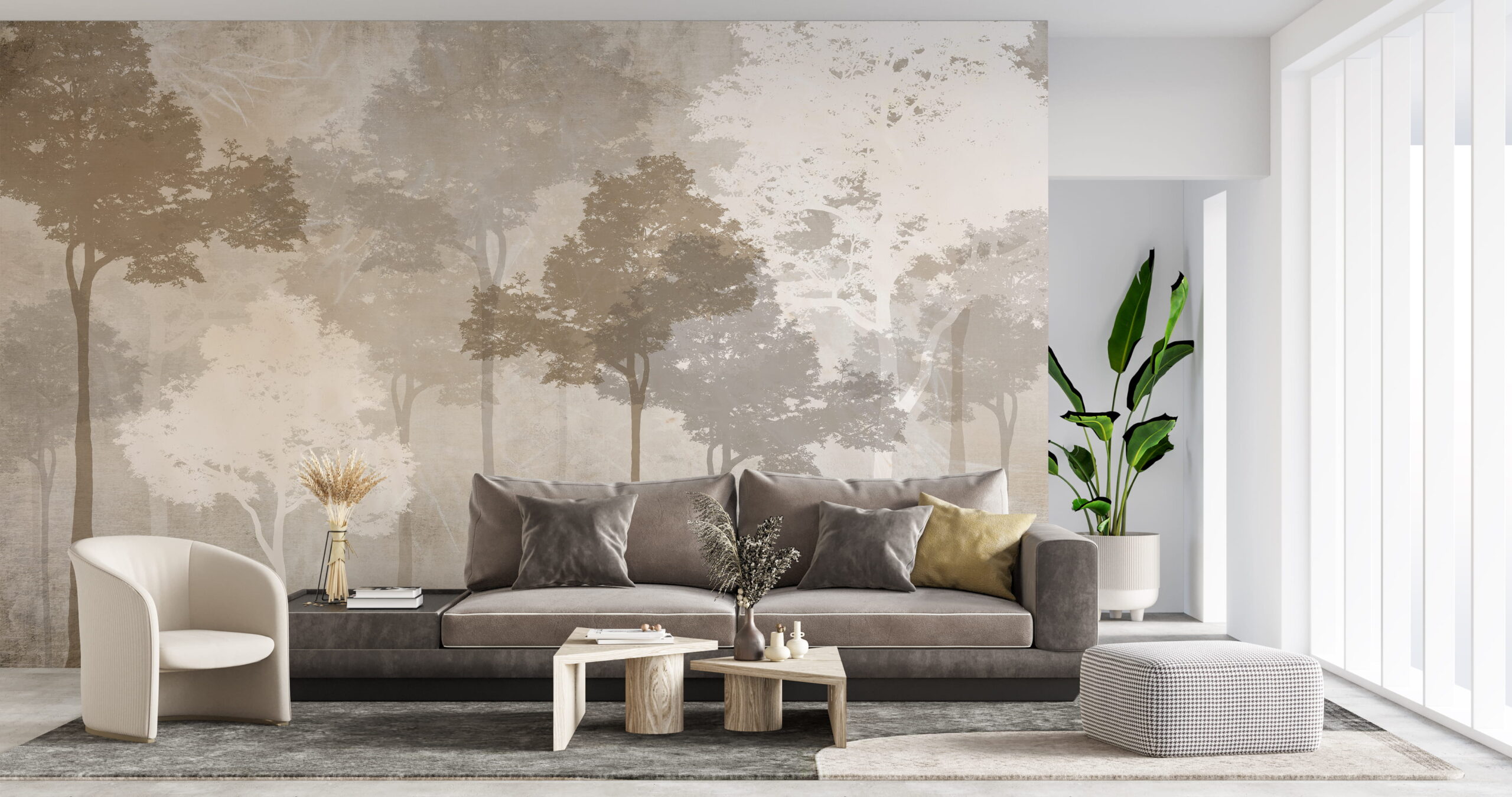 Fototapet Beige skog