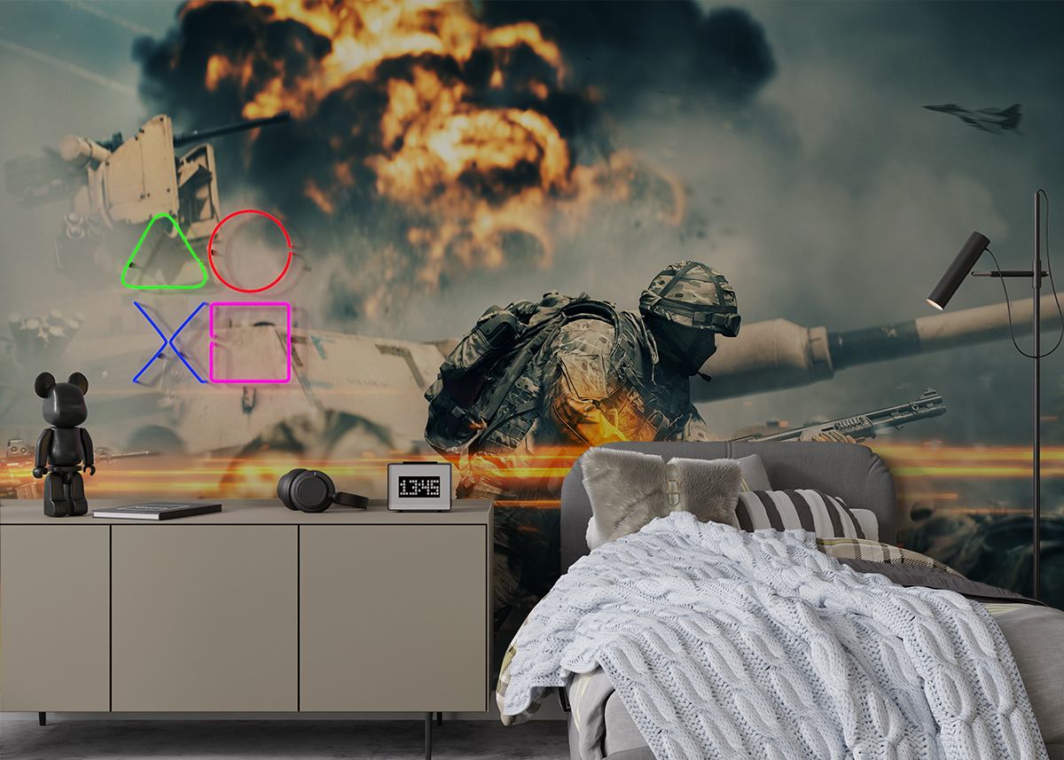 Fototapet Soldat på slagfältet