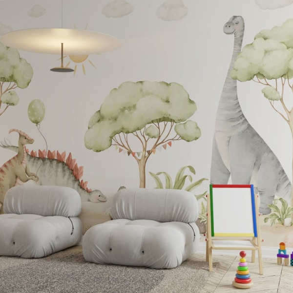 Fototapet Söta dinosaurier