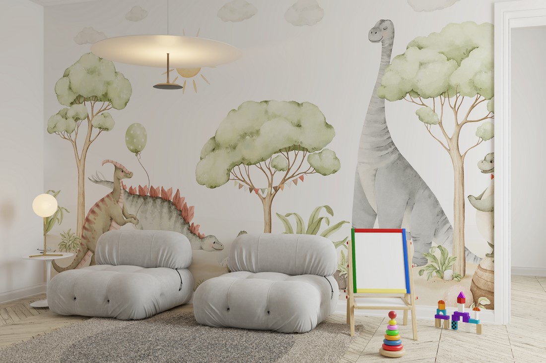 Fototapet Söta dinosaurier
