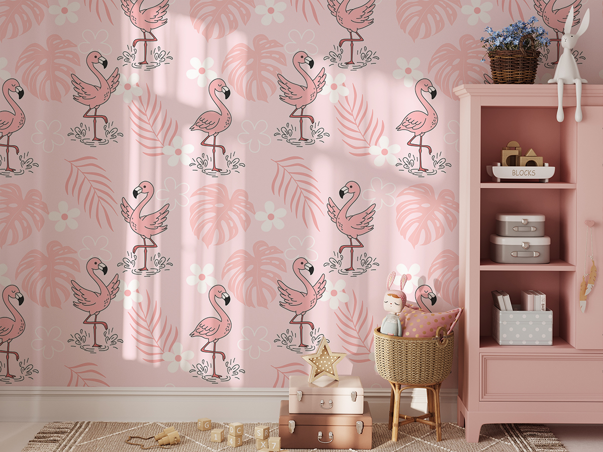 Fototapet Flamingos i rosa