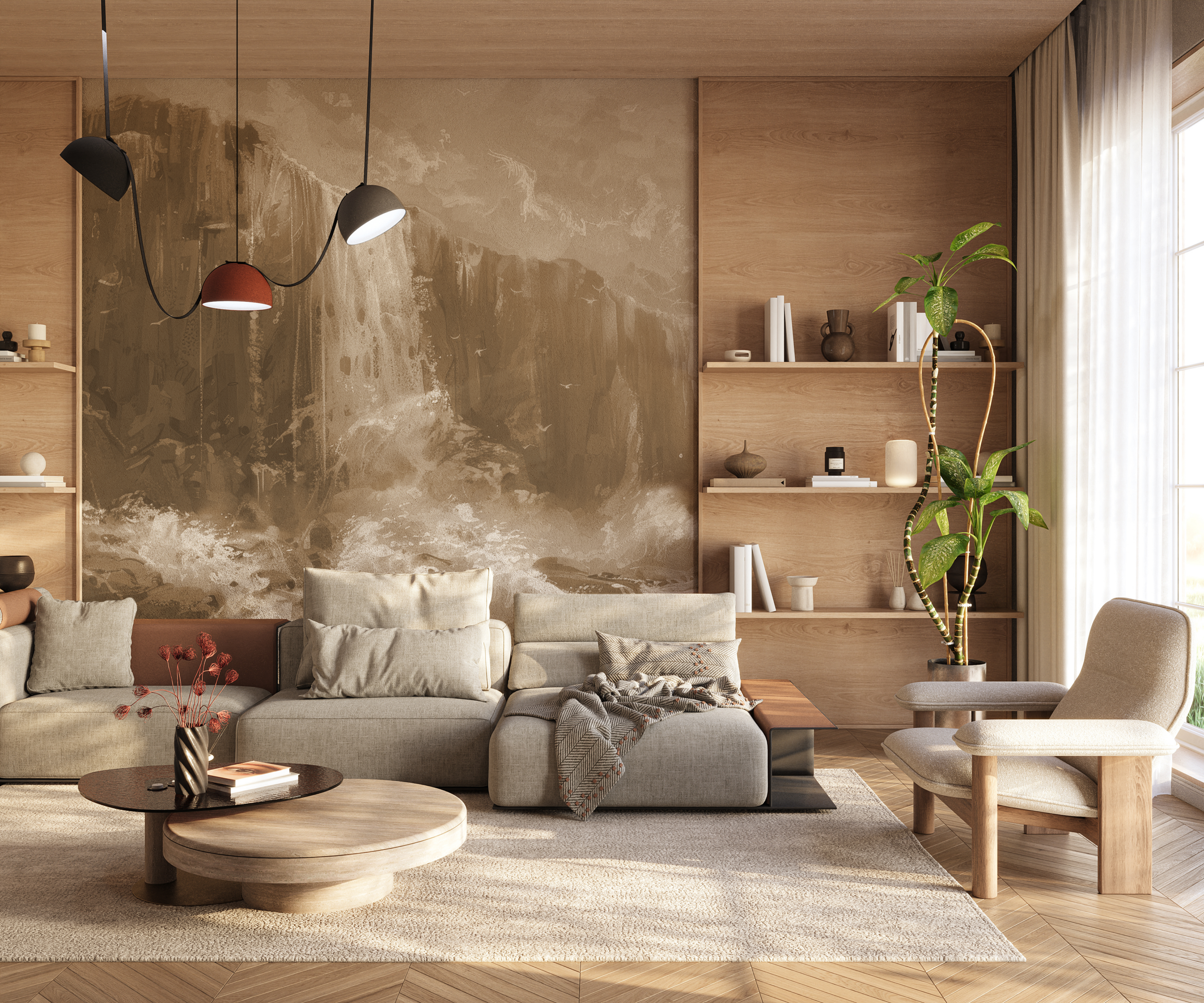 Fototapet Beige kaskader