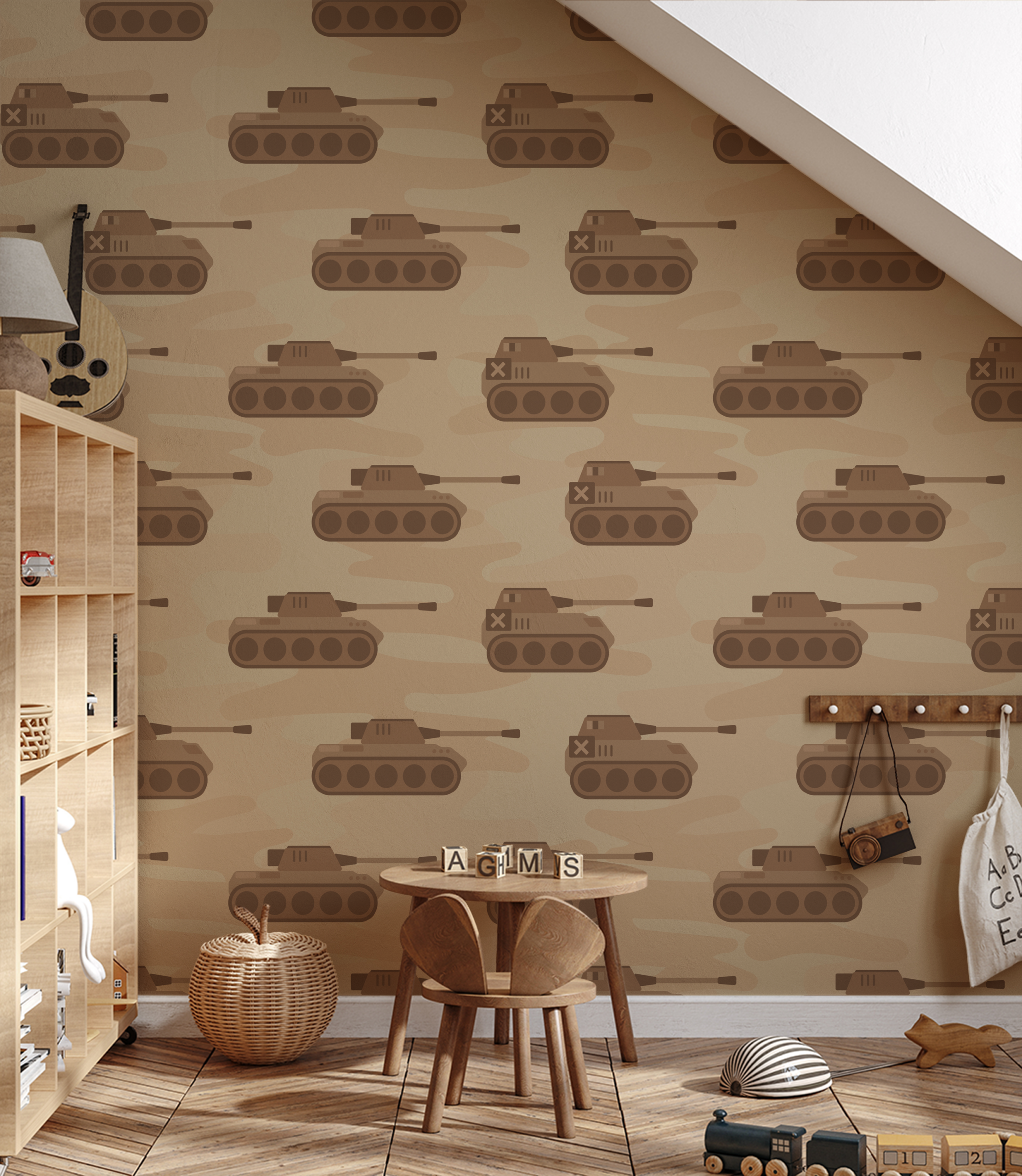 Fototapet Beige kamouflage linnen