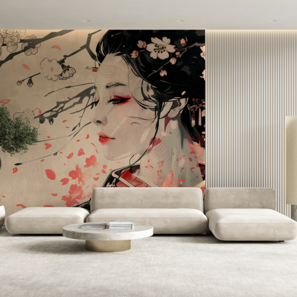 Fototapet Geisha i blommor