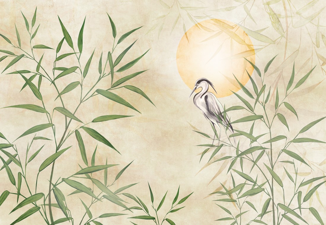 Painted,Leaves,Of,Reed,Bamboo,On,The,Background,Of,The