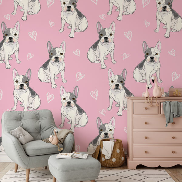 Fototapet Bulldogg i rosa