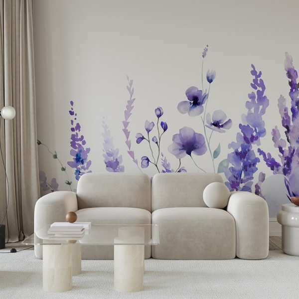 Fototapet Lavendel på vitt
